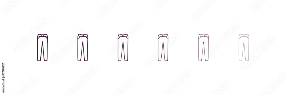 chinos pants outline icon. Linear vector from clothes concept. 6 different line style chinos pants icon included thin, light, regular, medium, bold, black chinos pants outline icon. Linear vector from clothes concept. 6 different line style chinos pants icon included thin, light, regular, medium, bold, black