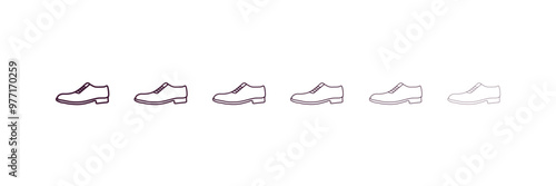 leather derby shoe outline icon. Linear vector from clothes concept. 6 different line style leather derby shoe icon included thin, light, regular, medium, bold, black