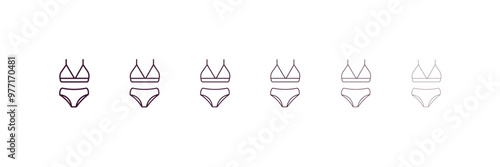 lingerine set outline icon. Linear vector from clothes concept. 6 different line style lingerine set icon included thin, light, regular, medium, bold, black