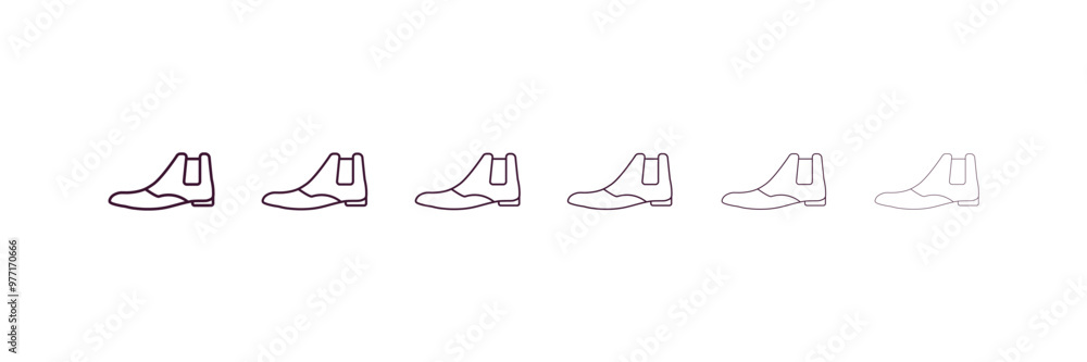 leather chelsea boots outline icon. Linear vector from clothes concept. 6 different line style leather chelsea boots icon included thin, light, regular, medium, bold, black leather chelsea boots outline icon. Linear vector from clothes concept. 6 different line style leather chelsea boots icon included thin, light, regular, medium, bold, black