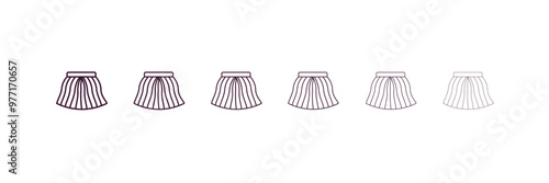 tulle skirt outline icon. Linear vector from clothes concept. 6 different line style tulle skirt icon included thin, light, regular, medium, bold, black