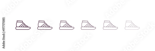 gladiator sandal outline icon. Linear vector from clothes concept. 6 different line style gladiator sandal icon included thin, light, regular, medium, bold, black