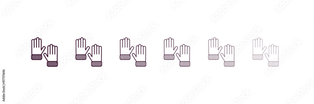 wool gloves outline icon. Linear vector from clothes concept. 6 different line style wool gloves icon included thin, light, regular, medium, bold, black wool gloves outline icon. Linear vector from clothes concept. 6 different line style wool gloves icon included thin, light, regular, medium, bold, black