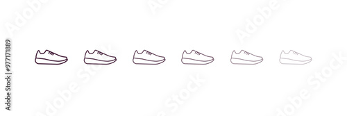 shoes outline icon. Linear vector from clothes concept. 6 different line style shoes icon included thin, light, regular, medium, bold, black