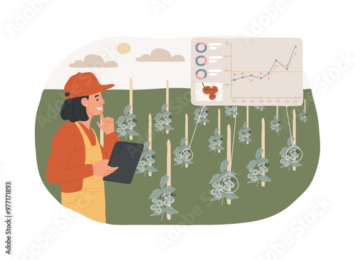 Analytics for crop yield forecast isolated cartoon vector illustrations.