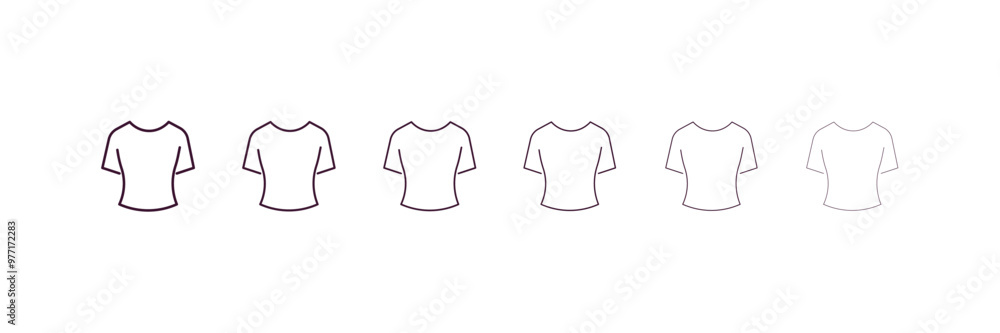 Fototapeta premium t-shirt outline icon. Linear vector from clothes concept. 6 different line style t-shirt icon included thin, light, regular, medium, bold, black