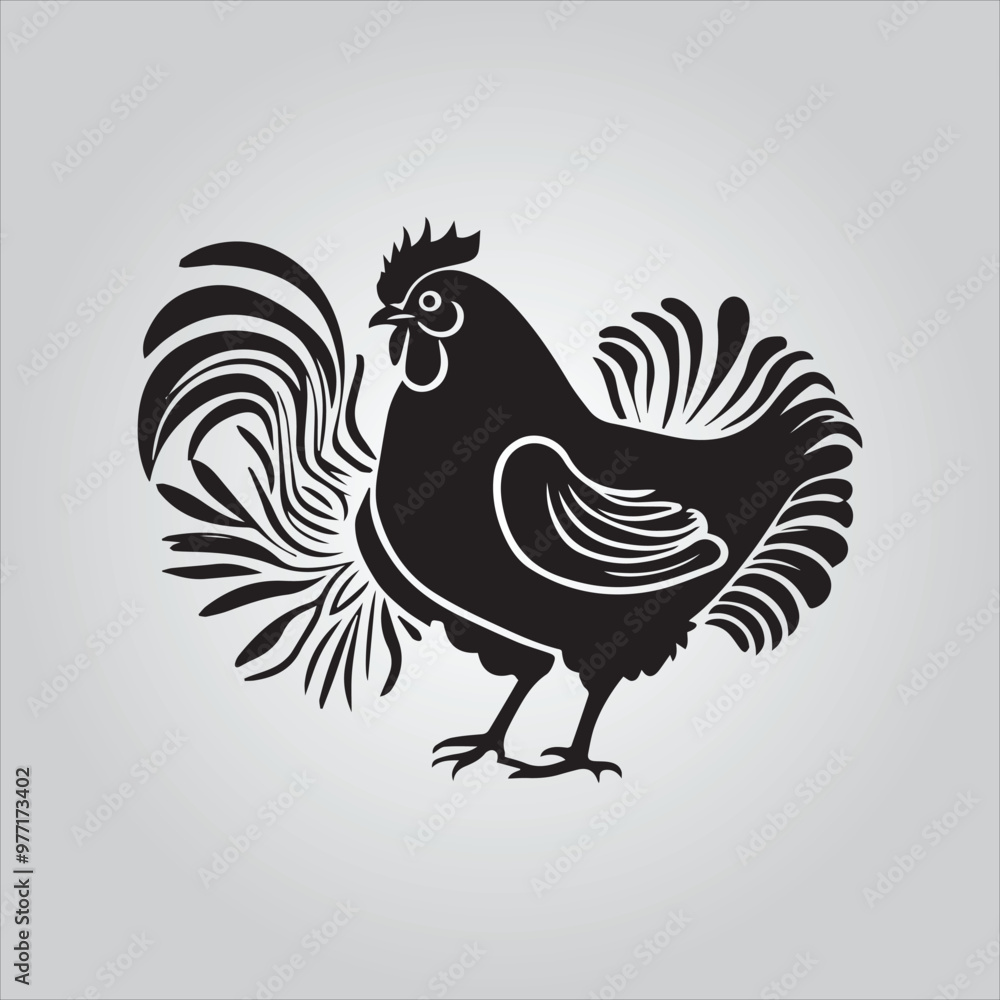 Fototapeta premium Black chicken icon on white