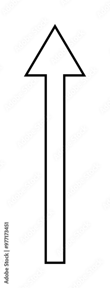 An upward-pointing arrow in black outline. Ideal for navigation, direction, progress, growth, and movement themes in presentations or designs. An upward-pointing arrow in black outline. Ideal for navigation, direction, progress, growth, and movement themes in presentations or designs.
