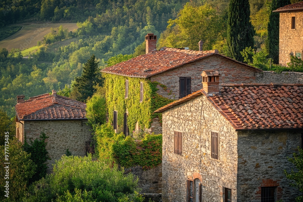 Rustic Stone Houses Amidst Rolling Hills in Chianti Rustic Stone Houses Amidst Rolling Hills in Chianti