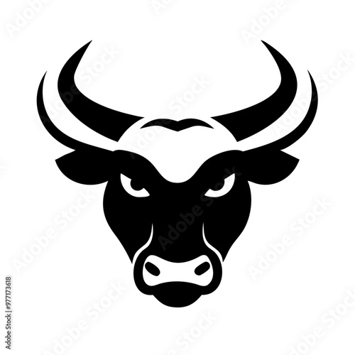 black angry bull head silhouette icon, vector logo vector silhouette, flat logo design isolated on white background