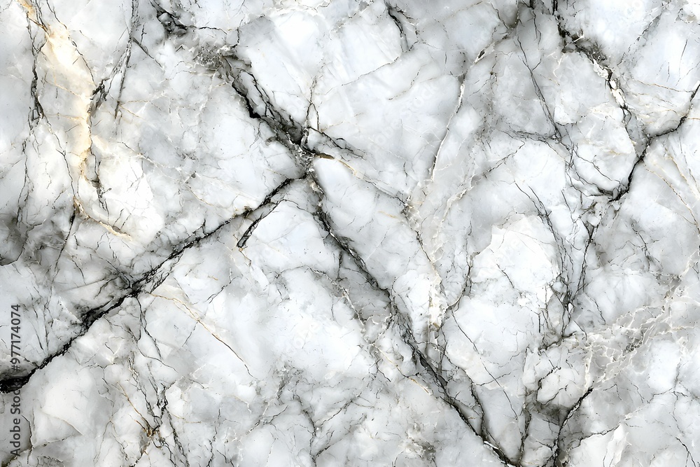 Elegant white marble surface with black veining and texture patterns