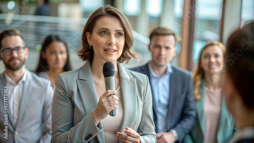 Woman Politician Speaking to Audience
