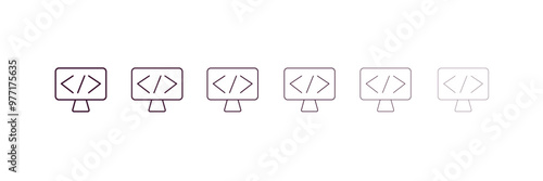 Free Download computing code outline icon. Linear vector from computer concept. 6 different line style computing code icon included thin, light, regular, medium, bold, black - GFXLoad