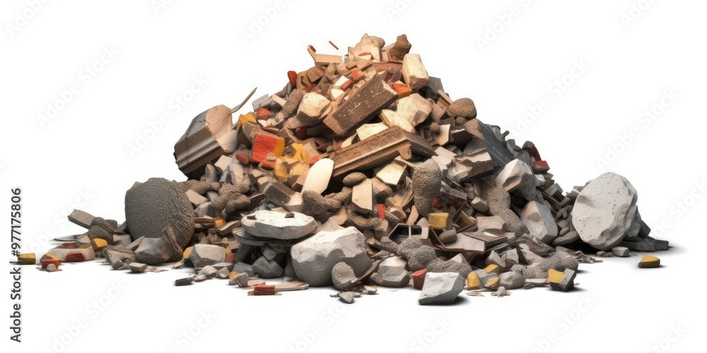 custom made wallpaper toronto digitalConstruction debris from concrete, asphalt after the construction of the house isolated on white background.
