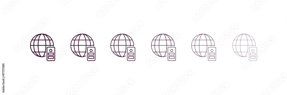 internet server outline icon. Linear vector from computer concept. 6 different line style internet server icon included thin, light, regular, medium, bold, black
