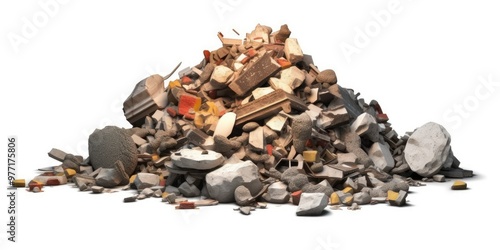 Wallpaper Mural Construction debris from concrete, asphalt after the construction of the house isolated on white background. Torontodigital.ca