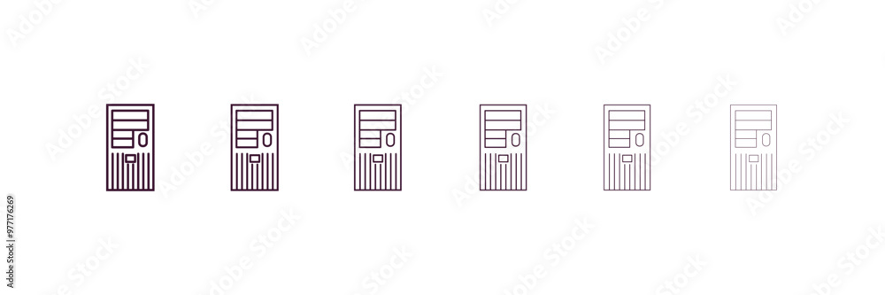 pc tower outline icon. Linear vector from computer concept. 6 different line style pc tower icon included thin, light, regular, medium, bold, black pc tower outline icon. Linear vector from computer concept. 6 different line style pc tower icon included thin, light, regular, medium, bold, black