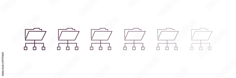 connected folder data outline icon. Linear vector from computer concept. 6 different line style connected folder data icon included thin, light, regular, medium, bold, black connected folder data outline icon. Linear vector from computer concept. 6 different line style connected folder data icon included thin, light, regular, medium, bold, black