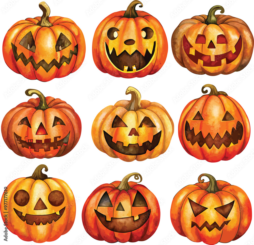 Obraz premium Halloween pumpkin collection