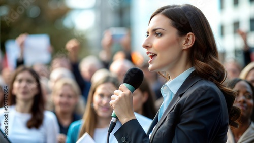 Political Rally with Female Speaker 