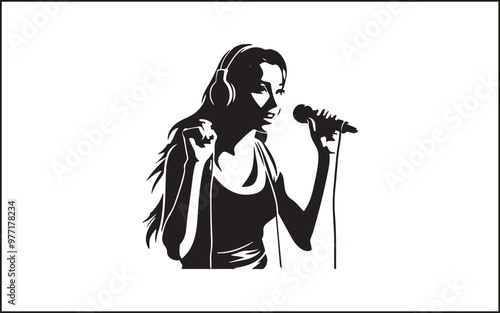 A set of high quality silhouette pop singer, country music, rock star and hiphop rapper artist vocal