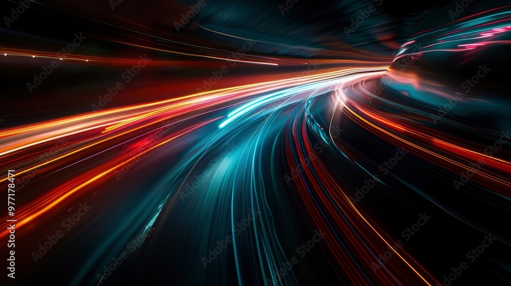 Dynamic abstract light trails in the dark. Dynamic abstract light trails in the dark.