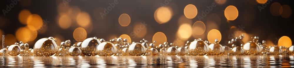 Elegant and Luxurious Christmas Ornaments Sparkling Against Bokeh Lights Background Elegant and Luxurious Christmas Ornaments Sparkling Against Bokeh Lights Background