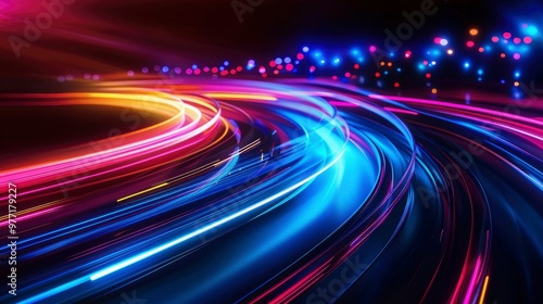 Dynamic abstract light trails with vibrant colors.