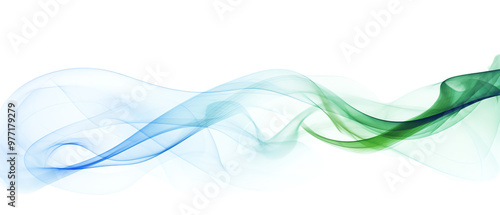 Elegant abstract swirl of colorful smoke, blending shades of blue and green, creating a serene and dynamic visual effect.