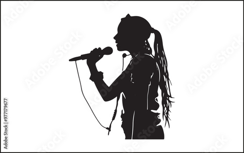A set of high quality silhouette pop singer, country music, rock star and hiphop rapper artist vocal