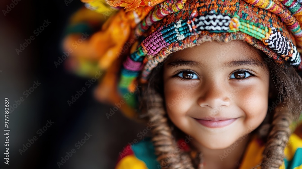 A child beams with joy while wearing vibrant traditional attire outdoors, capturing a moment of innocence and cultural expression in the bright sunlight. A child beams with joy while wearing vibrant traditional attire outdoors, capturing a moment of innocence and cultural expression in the bright sunlight.
