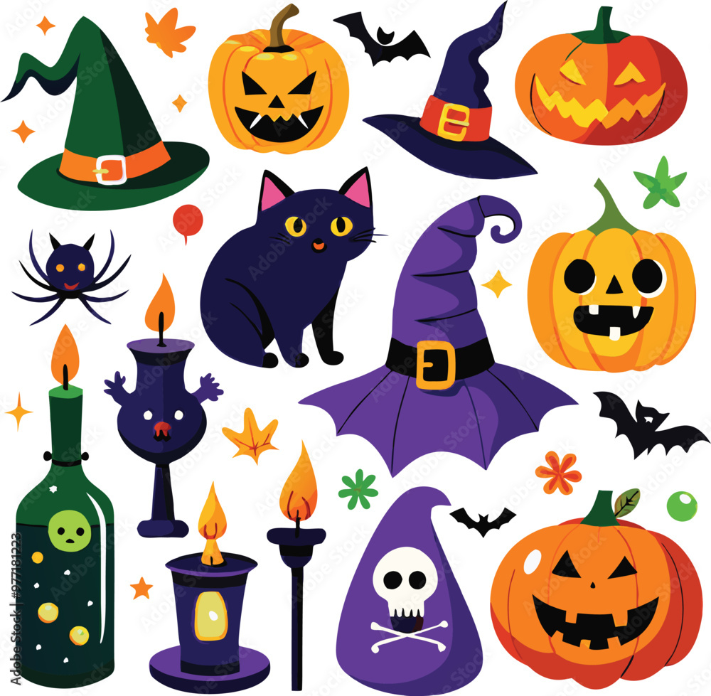Hand-drawn Halloween elements Hand-drawn Halloween elements
