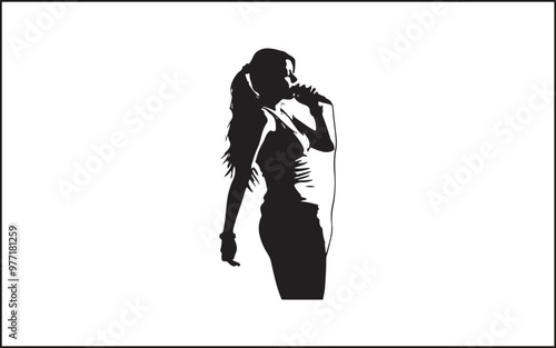 A set of high quality silhouette pop singer, country music, rock star and hiphop rapper artist vocal