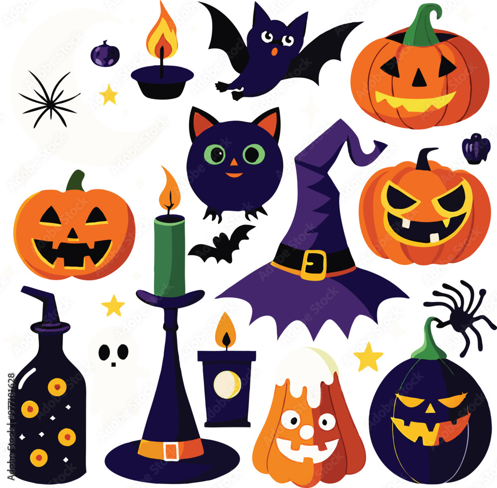 Hand-drawn Halloween elements Hand-drawn Halloween elements