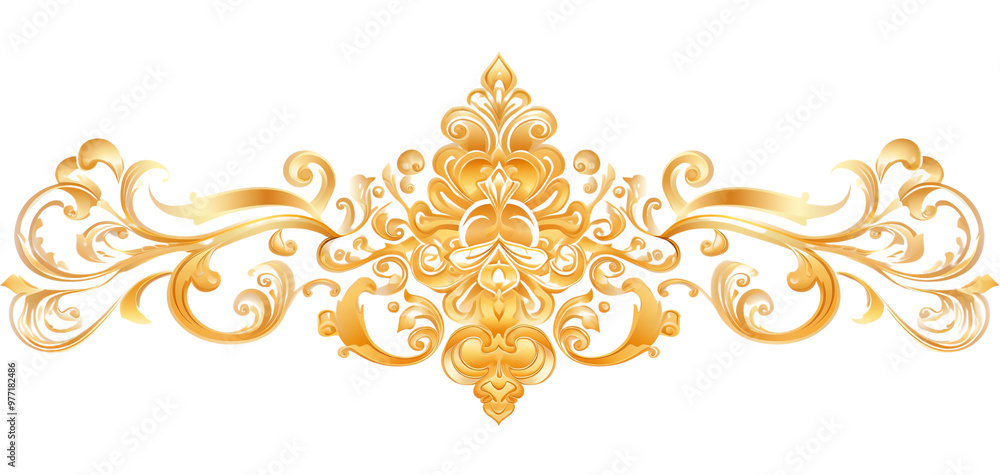 Elegant golden ornamental design featuring intricate details ideal for vintage or luxurious decoration. Elegant golden ornamental design featuring intricate details ideal for vintage or luxurious decoration.