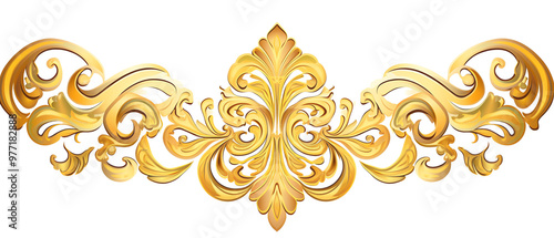 Elegant golden ornament design featuring intricate swirls and patterns suitable for various decoration purposes.