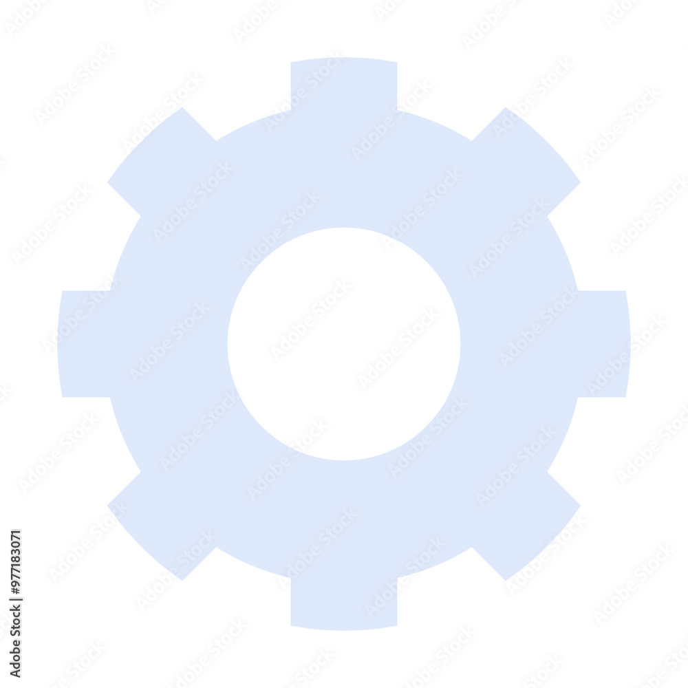 Light blue gear with eight teeth on a white background. Ideal for engineering, mechanics, machinery, design, and automation themes. Light blue gear with eight teeth on a white background. Ideal for engineering, mechanics, machinery, design, and automation themes.