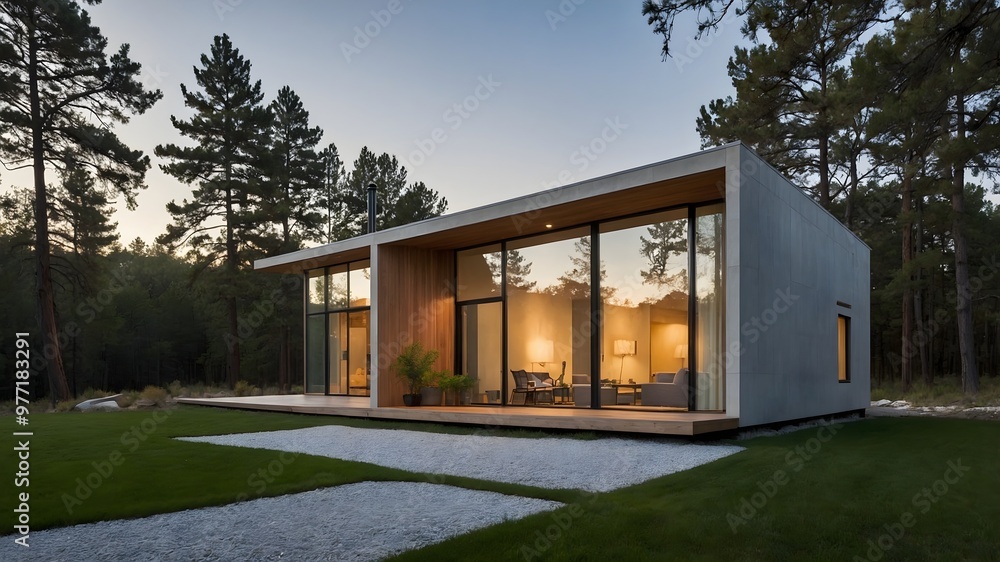 AI-Generated Image of Minimalistic Modern House in the nature. AI-Generated Image of Minimalistic Modern House in the nature.