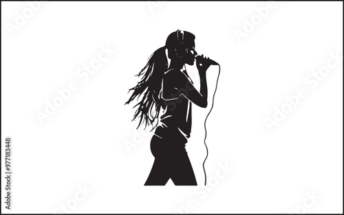 A set of high quality silhouette pop singer, country music, rock star and hiphop rapper artist vocal