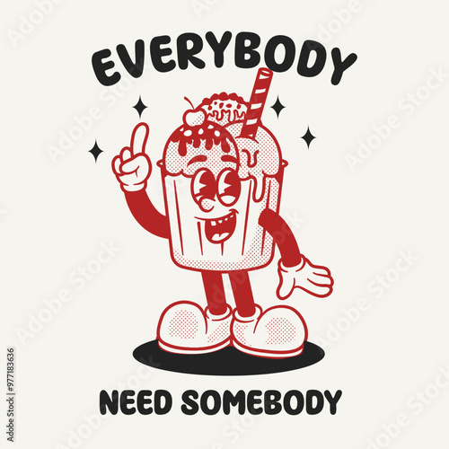 Cartoon character vector vintage retro