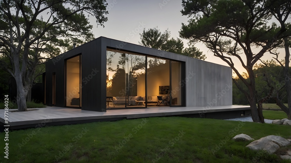 AI-Generated Image of Minimalistic Modern House in the nature. AI-Generated Image of Minimalistic Modern House in the nature.