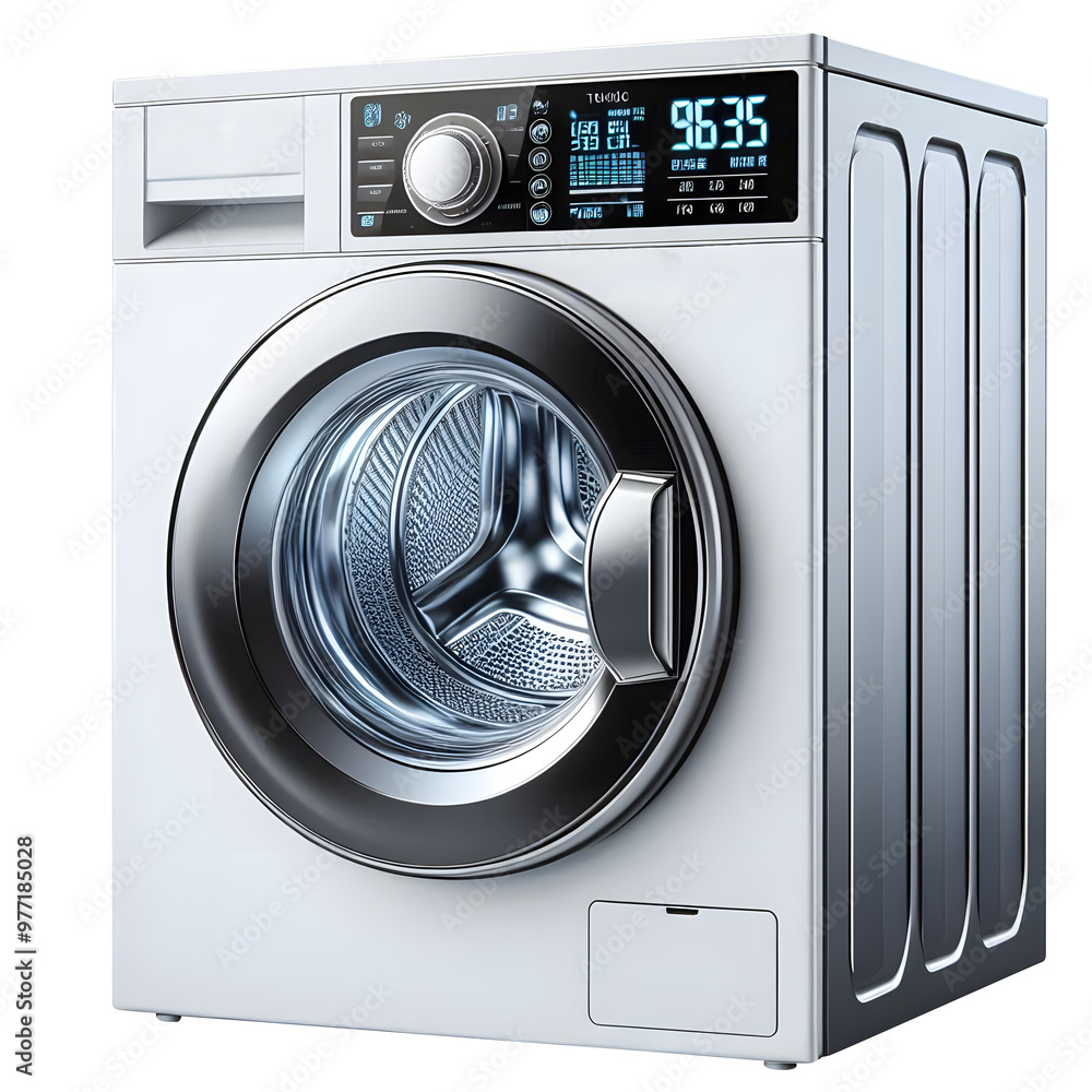 front loader washing machine with display isolated on transparent background front loader washing machine with display isolated on transparent background
