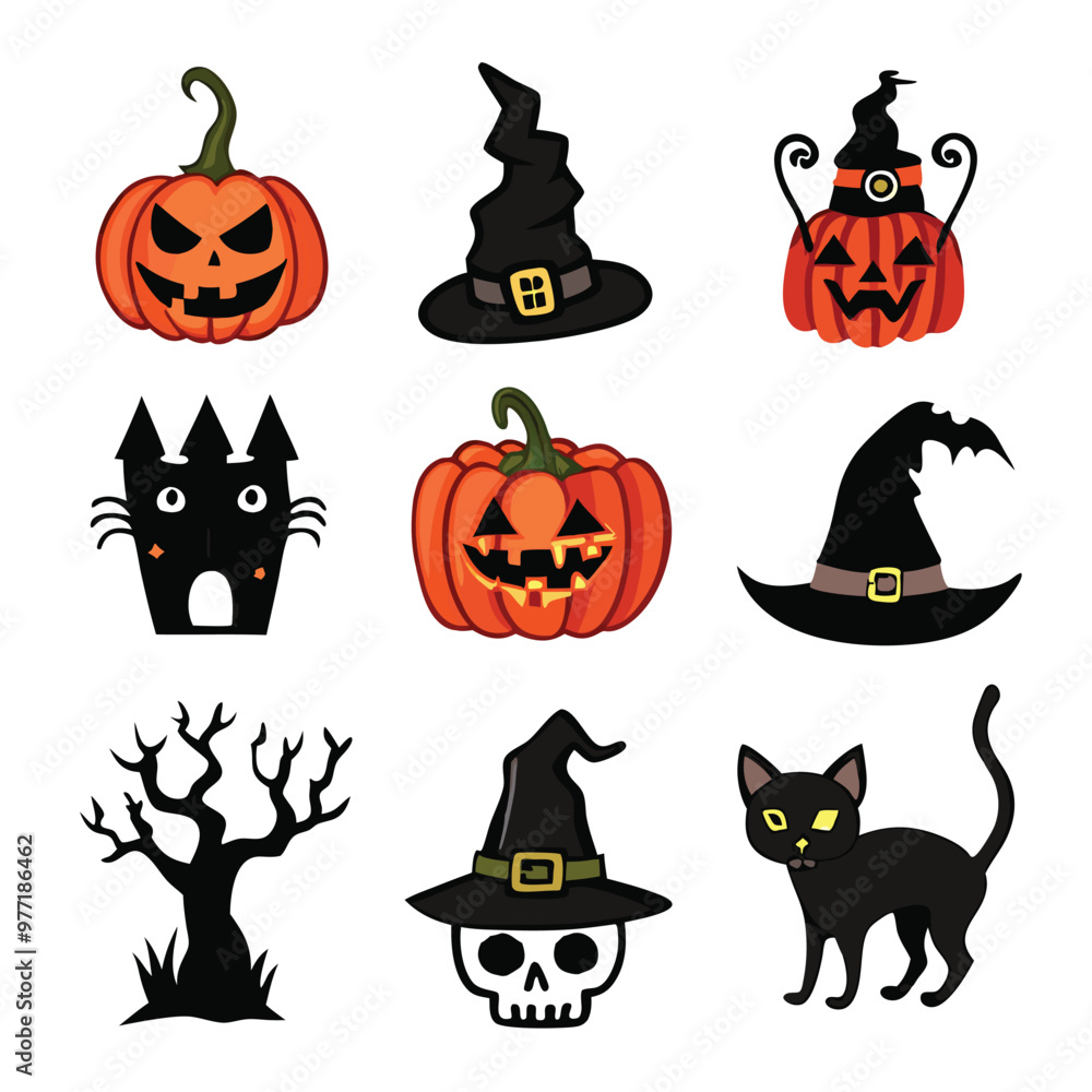 Hand-drawn Halloween elements Hand-drawn Halloween elements