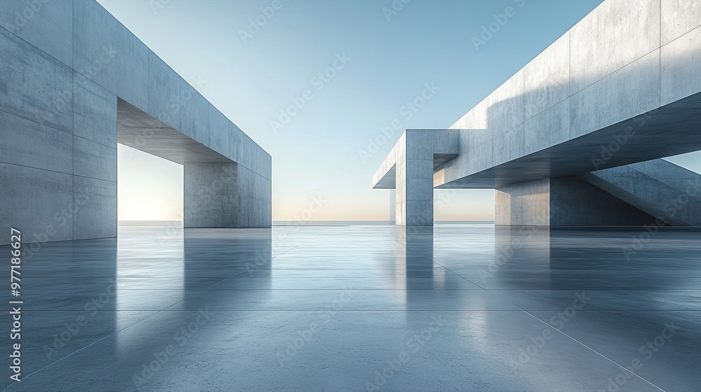 Fototapeta premium modern geometric architecture, empty space for product advertising, commercial concept