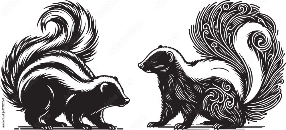 Obraz premium Skunk Silhouette Illustration Vector Style White Background.