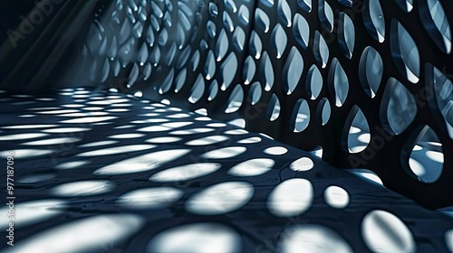 Geometric shapes casting intricate shadows.