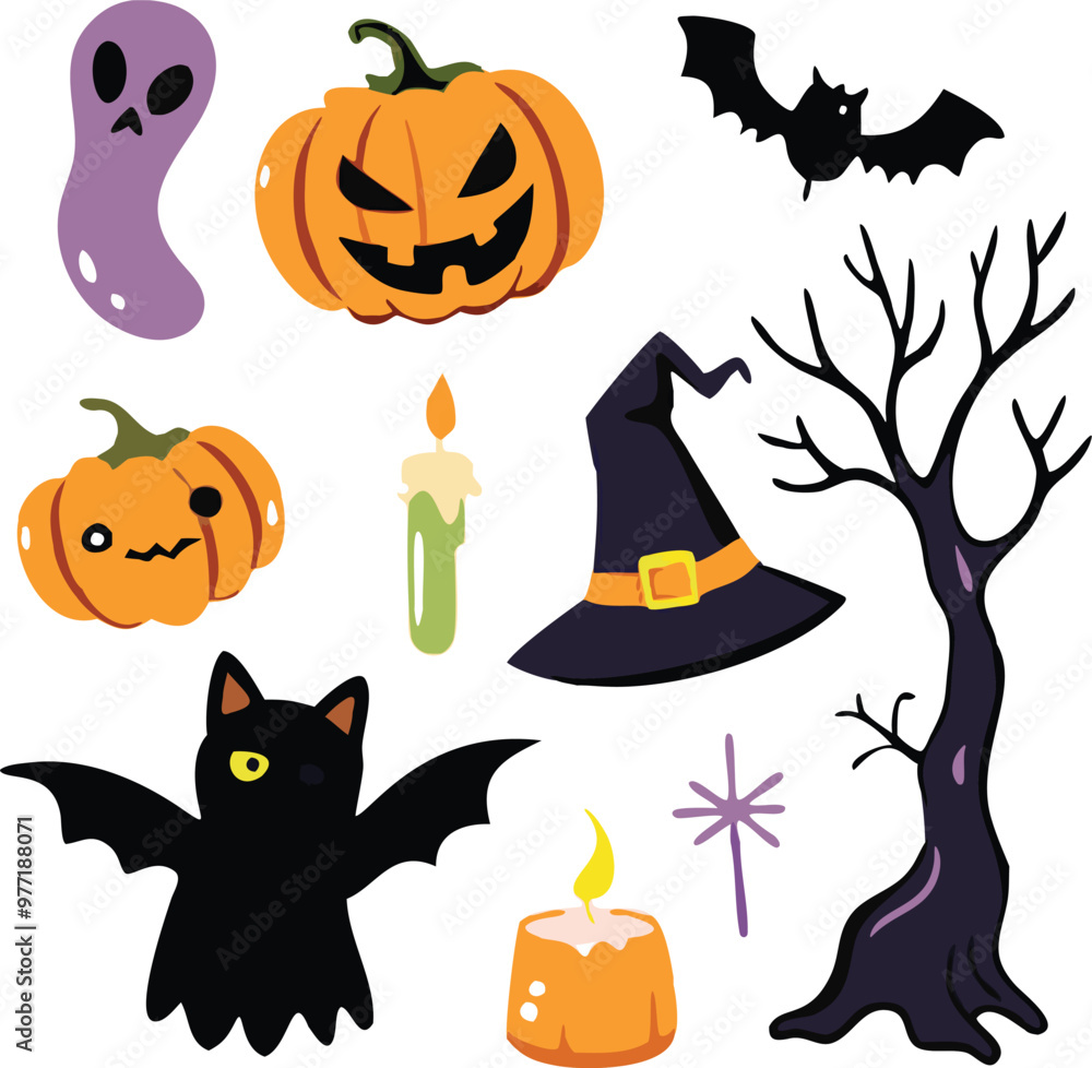 Hand-drawn Halloween elements Hand-drawn Halloween elements