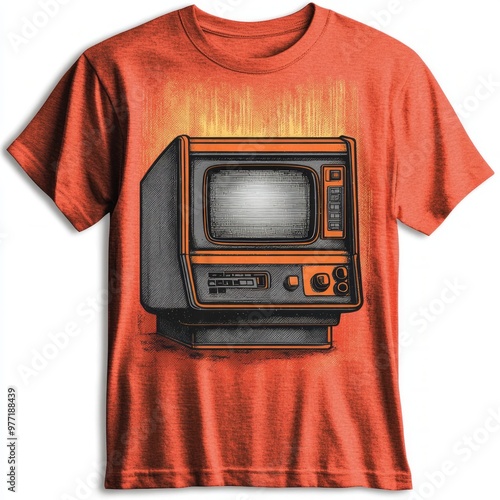 A retro-style t-shirt featuring a vintage television design. photo