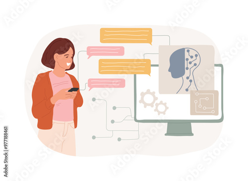 AI-Enhanced Chatbot Interactions abstract concept vector illustration.