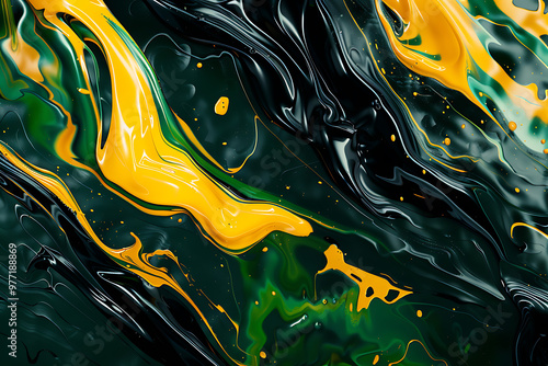 Green with yellow and black abstract background. photo